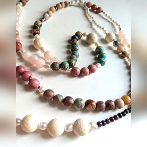 Confetti Gemstone Beaded Extra Long Handstrung Necklace